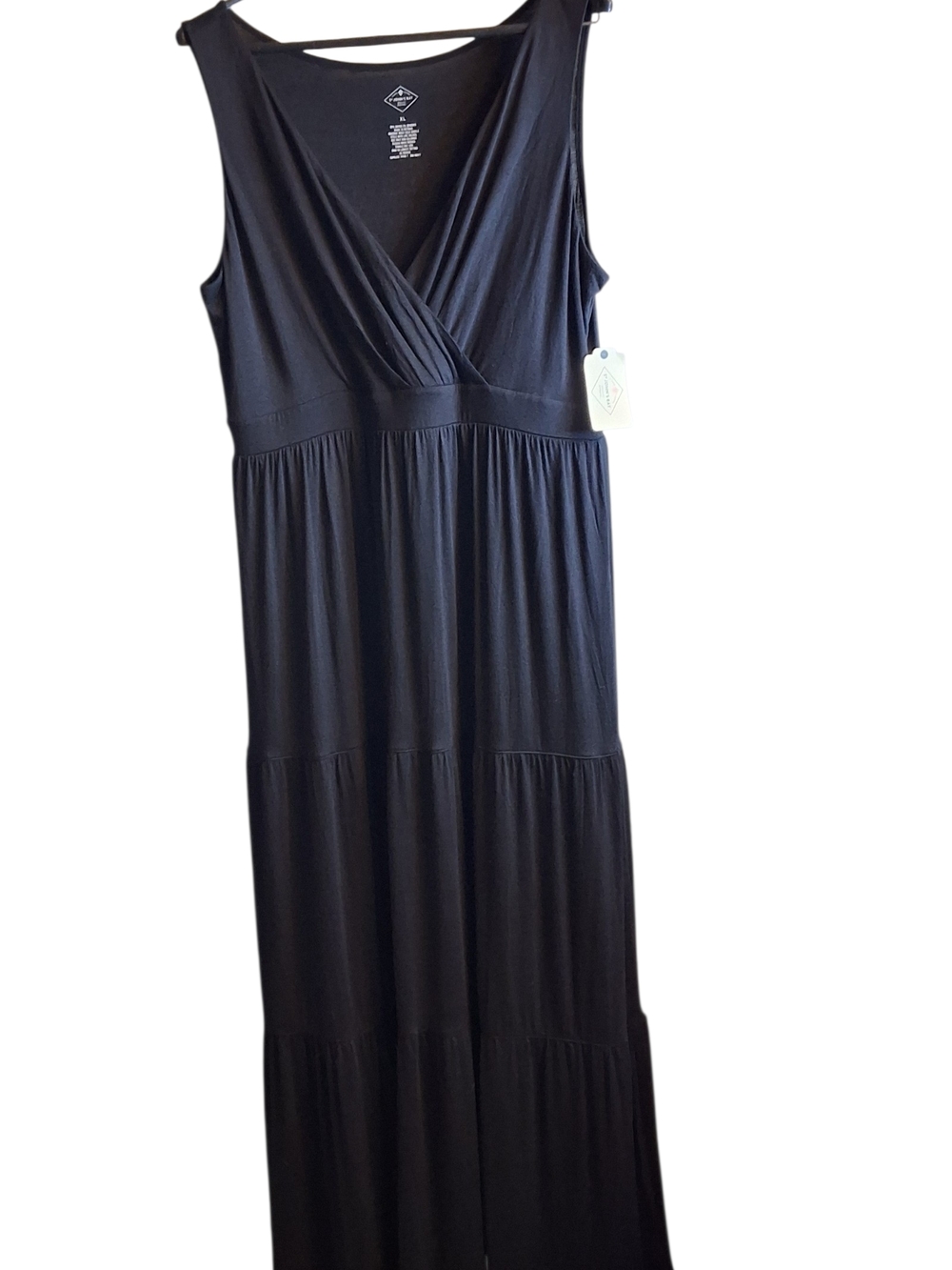St. John's Bay Black Sleeveless V-Neck Tiered Maxi Dress NEW XL